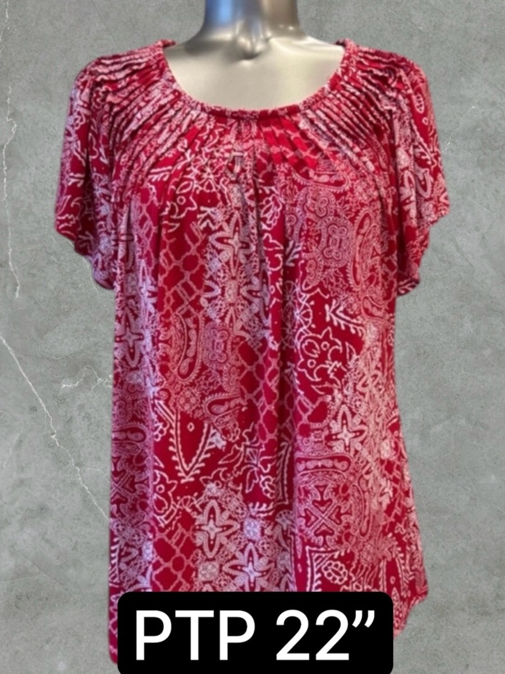 $8 Add-On | Vibrant Red Paisley Blouse